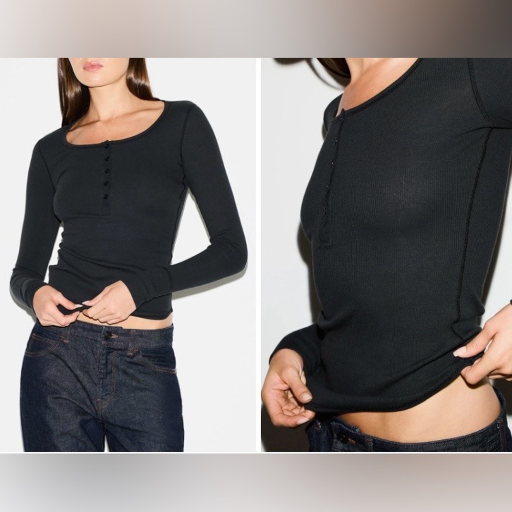 💥PRICE DROP💥 Cotton RIb Scoop Neck Henley